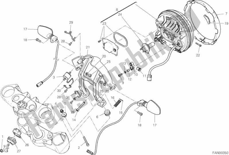 Tutte le parti per il Faro del Ducati Scrambler Icon Brasil 803 2020